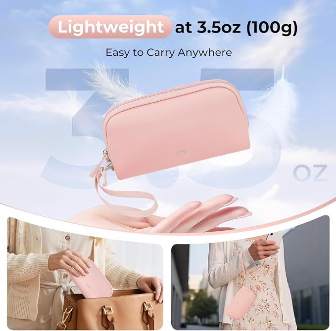FYY Travel Cable Organizer - 8 Compartments, Lightweight, Water Repellent | With Wrist Strap, Portable Tech Pouch for Cord Charger, Travel and Business Trips Use, Soft Shell Nylon, Pink (Small) - Image 2