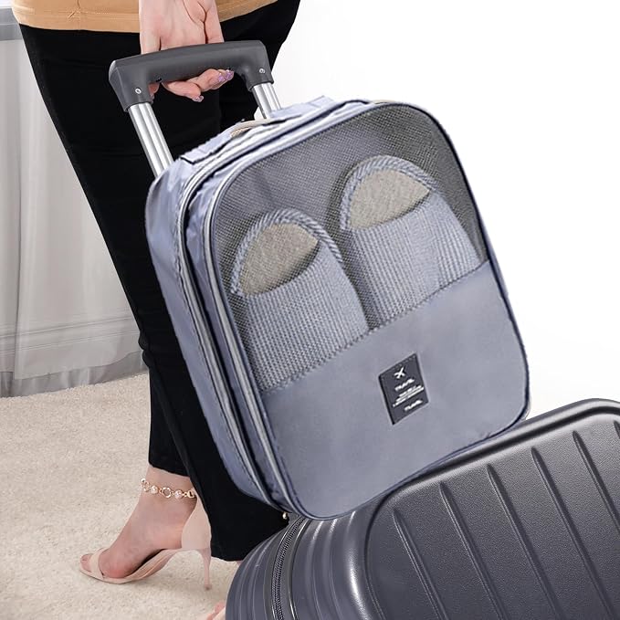 Shoe Bag for Travel, Travel Shoe Bag for Packing, Hold 3 Pairs of Shoes, Travel Essentials for Flying Shoe Organizer Shoe Storage Bag for Travel Gray - Image 4