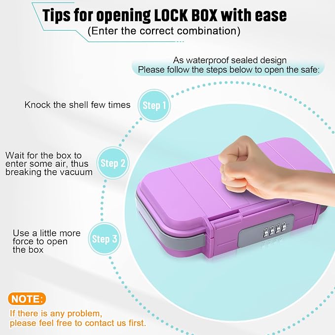 BKNOOU Portable Travel Safe with Removable Chain, Anti-Theft Beach Safe Box, Waterproof Combination Lock Box for Travel, Dorm, Beach, Hotel, Car, Home, Office - Image 9