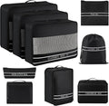 9 Set Packing Cubes Luggage Packing Organizers for Travel Accessories Space Saving Travel Bags for Carry On, Lightweight Mesh Zipper, Clothes, Shoes, Laundry and Shoe Bag, Suitcases (BLACK) by Ougrand