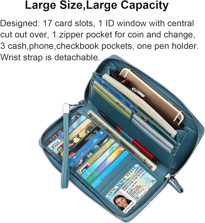 Small Compact Women Wallet RFID Blocking Genuine Leather Bifold Purse with ID Windows - Image 3