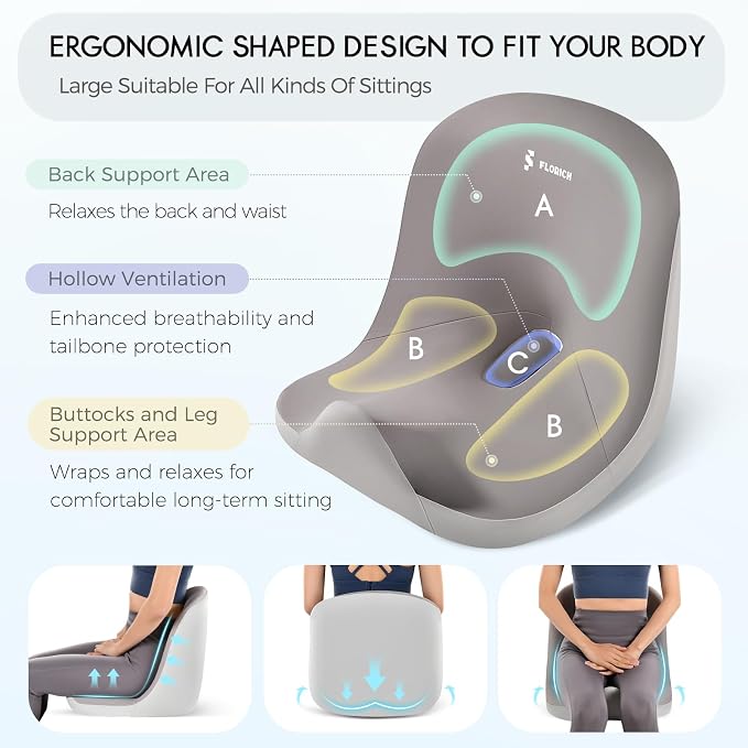 Car Seat Cushion and Lumbar Support Pillow, Larger Memory Foam Seat Cushion, Ergonomic L-Shaped Design Cushion for Back Pain Relief, Non-Slip Driving Cushion for Car, Office, Truck, Wheelchair-Gray - Image 6