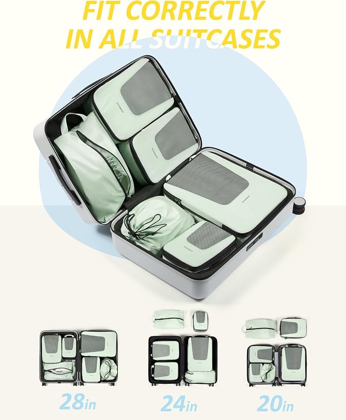 BAGSMART Compression Packing Cubes for Travel, 6/5/4set Lightweight Packing Organizers, Summer Travel Essentials Suitcase Organizer Bags Set - Image 3