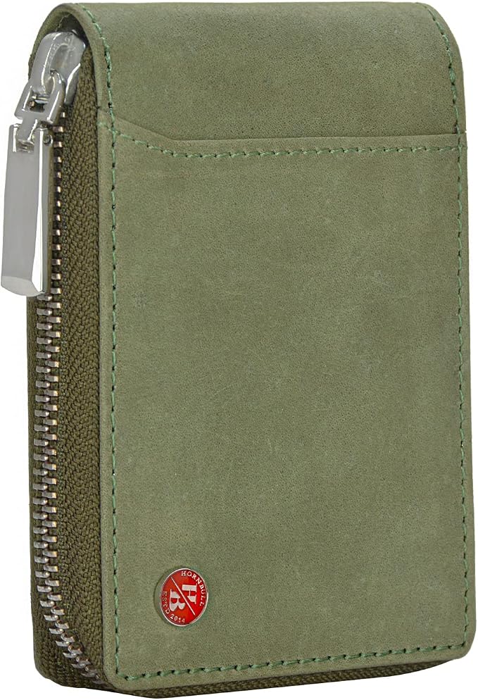 HORNBULL Steve RFID Blocking Leather Wallet for Men | Vertical Credit Debit Card Holder, Zip Around Wallet (Green) by Hornbull