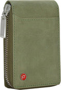 HORNBULL Steve RFID Blocking Leather Wallet for Men | Vertical Credit Debit Card Holder, Zip Around Wallet (Green) by Hornbull
