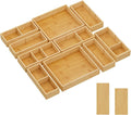 Lifewit Drawer Organizers 10 Pack(22 Grid) with 12 Inserts | Adjustable Bamboo Wooden Trays for Utensils, Silverware, Makeup, Kitchen, Bathroom, Office, Vanity Storage by Lifewit