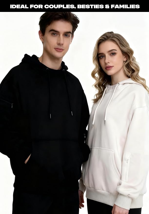 Unisex Travel Hoodie with Eyemask Fleece Sweatshirt Fall Winter | Airplane Hoodie with Multi Pockets & Eye mask Womens Sweatshirts Comfort Pullover Fleece Sweaters Fashion Tops for Couples - Image 5