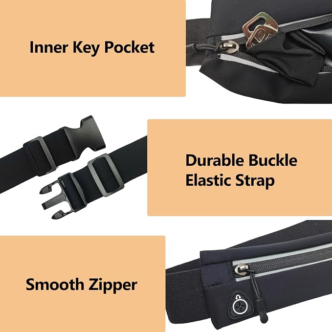 U·LANARO Slim Running Belt Fanny Pack Running Phone Holder Waist Band Pouch | Fits ALL Phones | Non Chafing | Adjustable | Light | Expandable Pocket | Runners Gear Accessories | Men Women | Money Belt - Image 5