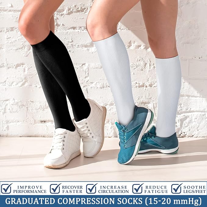 FEYHAY Copper Compression Socks (3 Pairs) 15-20 mmHg Circulation is Best Athletic & Daily for Men & Women, Running, Climbing - Image 2