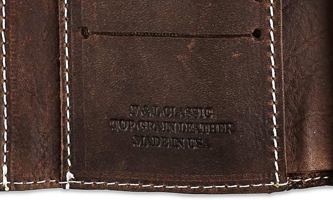 RFID Blocking Men's Tri-fold Vintage Biker Cowhide Leather Steel Chain Wallet,Snap closure, Made In USA,Antique crazy horse brown,dc315… - Image 4