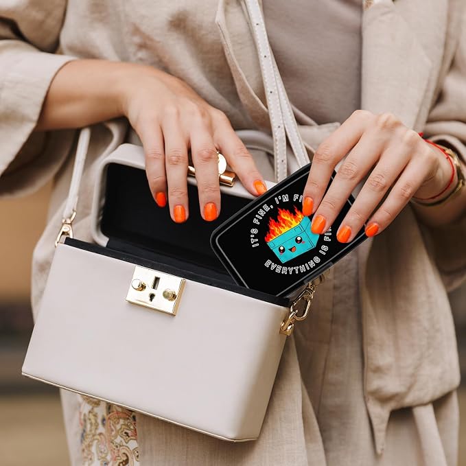 Card Holder Credit Cards Holder for Women RFID wallet women Business Card Holder Wallet Mini Aluminum Card Wallet RFID Blocking Slim Metal Hard Card for Women, Cartoon Dustbin - Image 7
