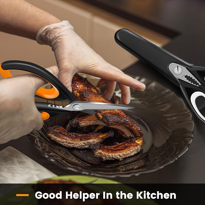 2 Pack Sharp Kitchen Scissors Set with Magnetic Holder | Stainless Steel Blade, Ergonomic Non-Slip Handle, Heavy Duty, Food/Meat Scissors for Home, Kitchen and Picnic, All Purpose - Image 6