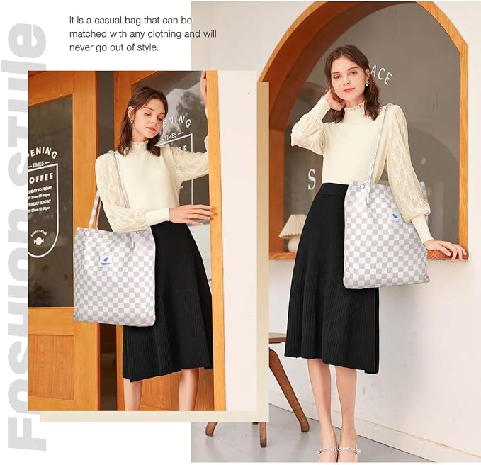 LHMTQVK Corduroy Tote Bags for Women, Large Capacity Tote Purse Reusable Grocery Shoulder Bag with Inner Pockets - Image 6