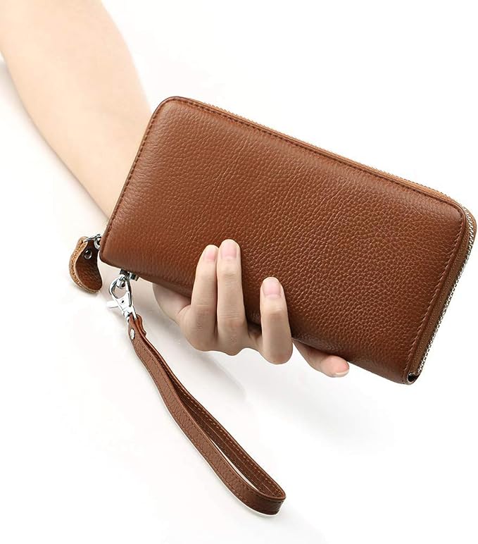 Moflycom Womens Wallet RFID Blocking Genuine Leather Zip Around Wallet Clutch Wristlet Travel Long Purse for Women - Image 5