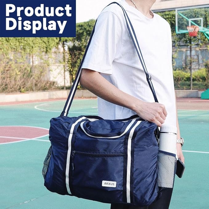 Carry On Travel Bag, Lightweight Foldable Packable Tote Bag 25L | Water Repellent, Expandable Travel Duffle with Luggage Sleeve and Shoulder Strap for Men Women - Image 7