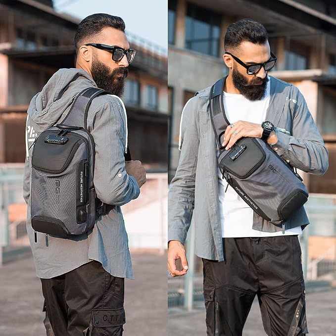 BANGE Men's Sling Backpack - Waterproof Crossbody Bag, Multi-Purpose Shoulder Bag - Image 3