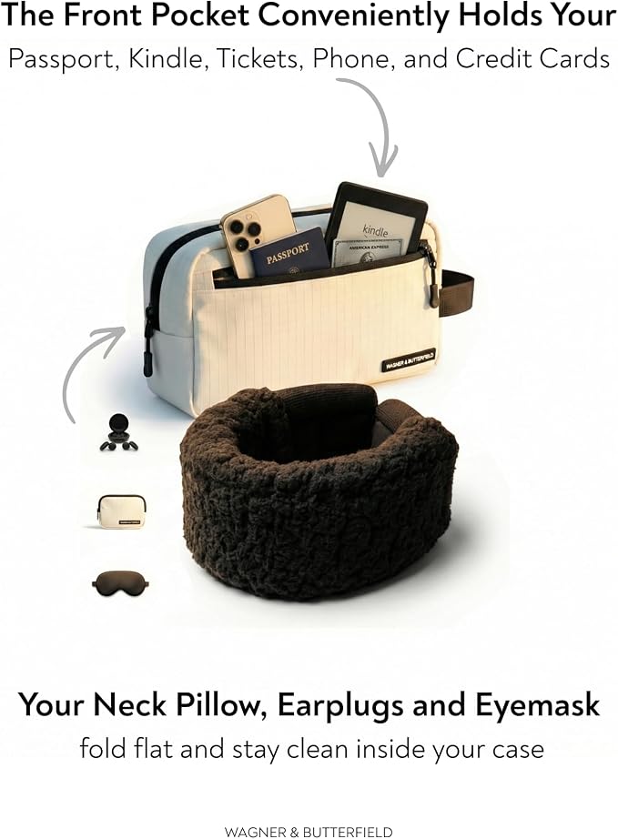Slim Travel Neck Pillow for Long Flights, 360° Memory Foam Support Travel Neck Pillow with Premium Airplane Comfort Essentials 5pc Set, Best for Sleeping on Airplanes, Cars, Trains | Compact Bag - Image 7