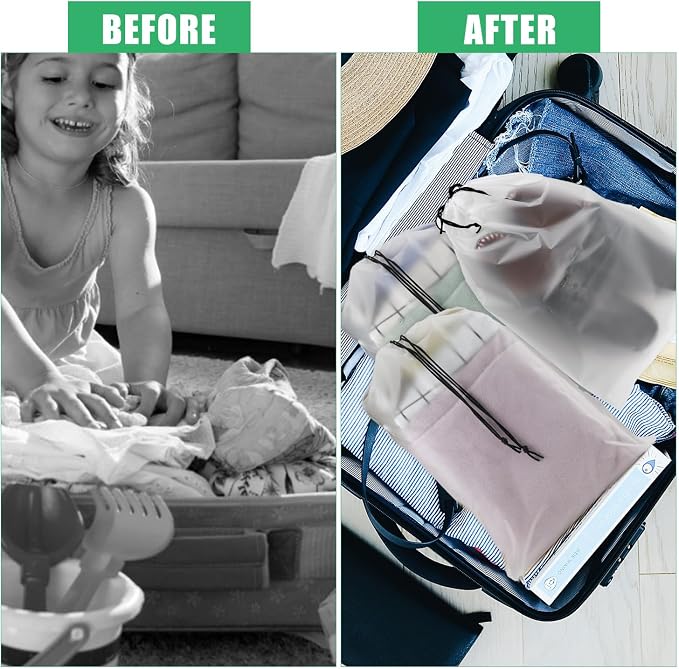 20pcs Transparent Travel Covers Shoe Bags for Packing in Suitcase, Large 15.7x11.8 Inch Clear Shoes Storage Packing Rope Pouch Organizers Drawstring Shoe Dust Bag for Moving House for Men Women - Image 4