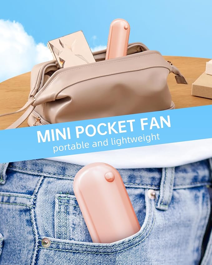 Mini Handheld Fan, Portable Hand Fan with USB Rechargeable, 2000 mAh Battery Operated, 3 Speeds Adjustable, 2 IN 1 Small Personal Pocket Fan for Women Girls Travel Outdoor - Image 5