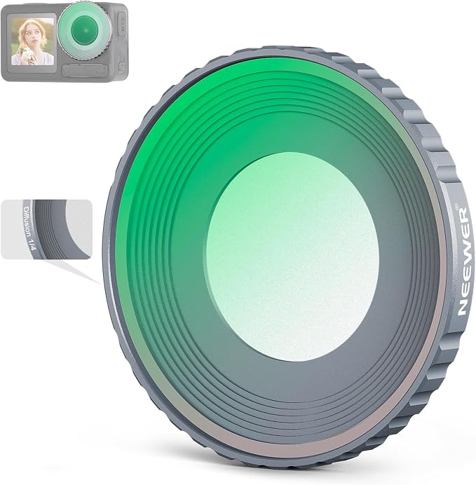NEEWER Black Diffusion 1/4 Filter for Mist Cinematic Effect, HD Screw On Soft Dreamy Effect Filter Compatible with DJI Osmo Action 5 Pro & 4, FL-N50 by Neewer