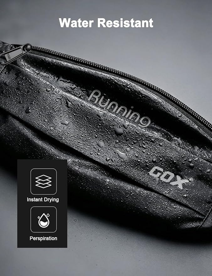Gox Running Belt, Black | Slim Waist Pack for Phone Holder, Waterproof Athletic Pouch, For Men Women Running Gym Hiking, Small Cross Body Sling Bag - Image 5