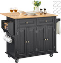 VEVOR Kitchen Island Cart, 35" Wood Top Mobile Carts with Storage Cabinet, Rolling Table with Drop Leaf, Spice Rack, Towel Bar, Adjustable Shelf, Drawer, and Hooks, Portable Islands on Wheels, Black | Rolling Table with Drop Leaf, Spice Rack, Towel Bar... by VEVOR