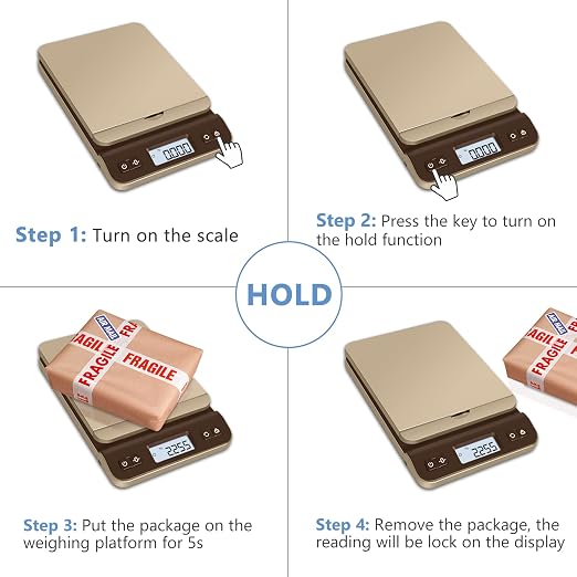 QP Digital Shipping Postal Scale, 86lb/0.1oz Accuracy Postage Scale with Hold/Tare Function, LCD Display, Flip-up Holder Package Scale, UPS Postal Scale for Packages, Battery & Tape Measure Included - Image 6