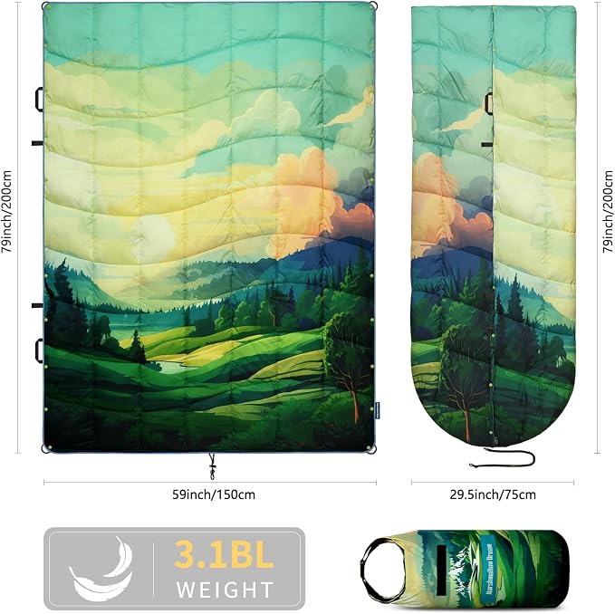 Camping Blanket, Puffy Blankets Lightweight Windproof Resistant for Outdoors,Hiking, Backpacking,Car,Picnic,Stadium - Image 3