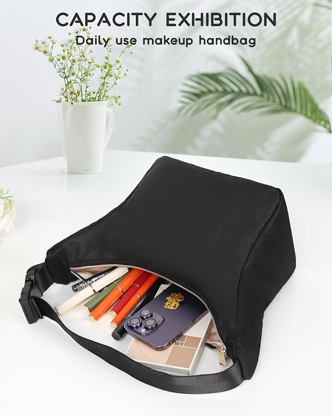Relavel Portable Makeup Bag for Travel, Separate Makeup Brush Compartment | Cosmetic Shoulder Bag with Removable Buckle, Compact Toiletry Organizer Storage with 3 Small Pockets, Easy to Clean - Image 7