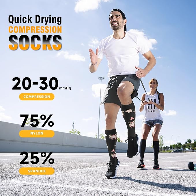 cerpite Compression Socks for Women & Men 6 Pairs Knee High Compression Socks 20-30 mmhg Best for Running,Nurse,Travel - Image 2