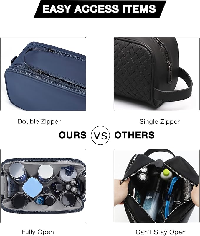 BAGSMART Toiletry Bag for Men, Travel Toiletry Organizer Dopp Kit Water-resistant Shaving Bag for Toiletries Accessories, Door Room Essentials,Navy Blue-large - Image 5