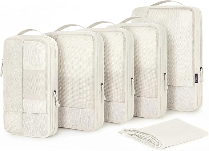 BAGSMART Compression Packing Cubes for Travel, 6 Set Luggage Organizer Bags | Fits 20/24/28in Carry-On Suitcases, Compressible Bags Streamline Cruise Travel Essentials, Sturdy Handles, Machine Washable by BAGSMART