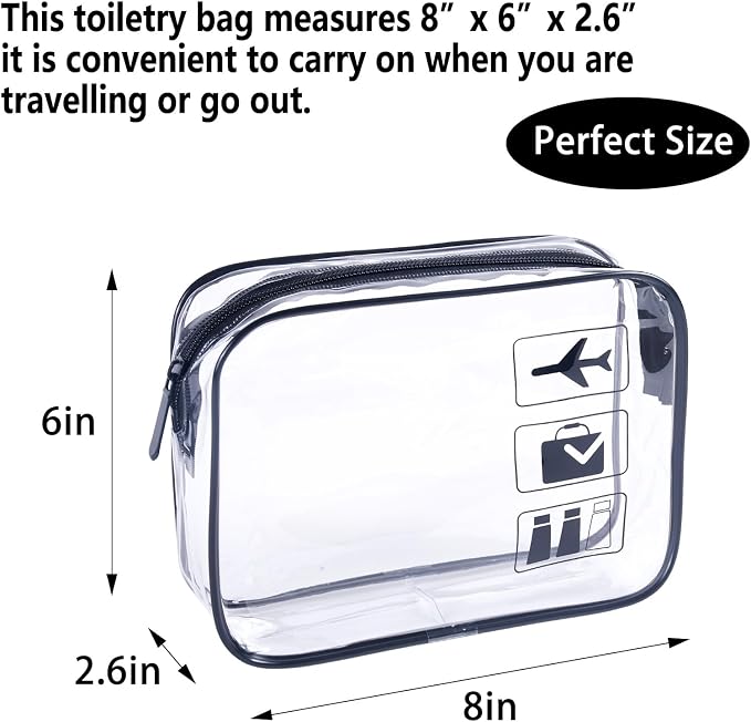 TSA Approved Toiletry Bag 3Pcs,Clear Travel Bags for Toiletries | 3 Pack,Carry on Airport Airline Compliant Bag,Makeup Bags Clear Toiletry bags Quart Size Travel Bag,Black - Image 2