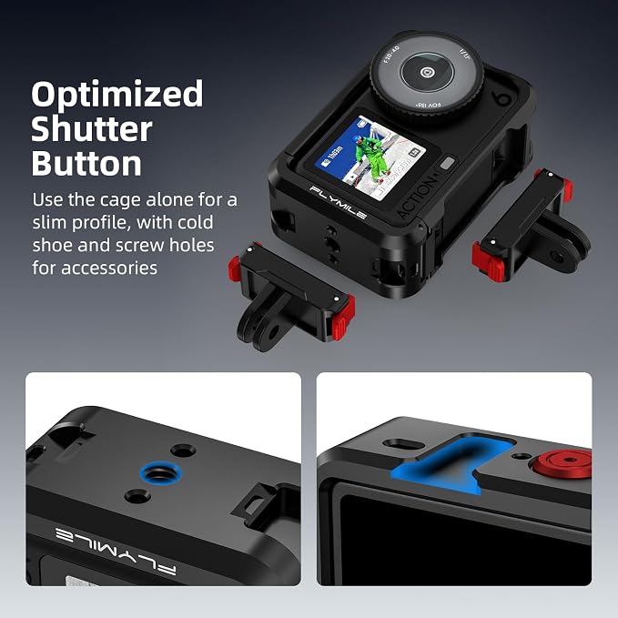 BRDRC Grip Kit for DJI Action 6 (with Cage), Handle Holder Bundle Expansion Mount with Shutter Button, Quick Release, Cold Shoe for DJI Osmo Action 6 Accessories - Image 5
