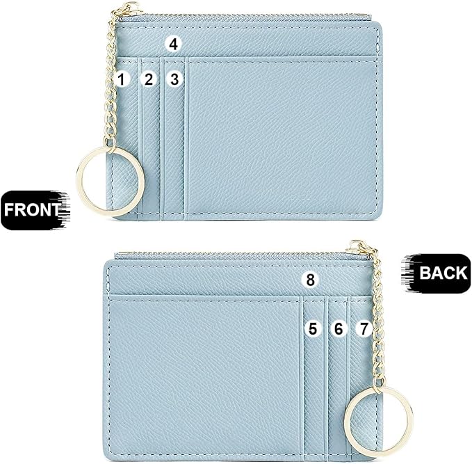 Valentoria Slim RFID Blocking Card Holder Small Pocket Wallet Keychian Zipper Coin Purse Mini Cash & Coin & Cards Case for Women Men | Slim - Image 3