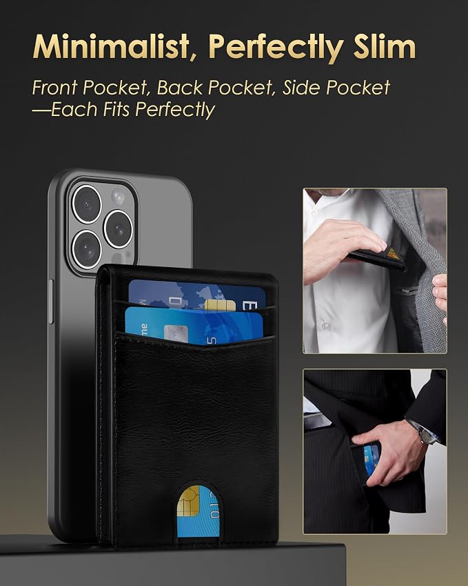 QLD Wallet for Men - RFID Blocking [Functional & Practical] Bifold Slim Minimalist Credit Card Holder Pop Up Metal Case with Cash Slot, Front Pocket with ID Window, Gift Boxed (BLACK) - Image 3