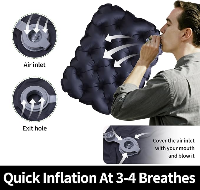 Inflatable Seat Cushion No Pump Needed for Stadium Seats Bleachers | Portable Lightweight Waterproof Pressure Relief Pad for Travel Camping Office Chair, Outdoor Sports Essential Support Cushion - Image 3