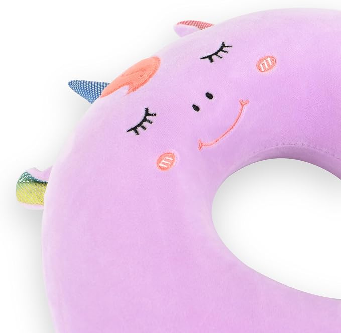 Sexysamba Cartoon Headrest & Neck Pillow for Kids Boys & Girls, Teens, Travel Accessories for Airplane, Car, Recline, Memory Foam Cute Travel Pillow with Sleep Eye Mask - Purple Unicorn - Image 6