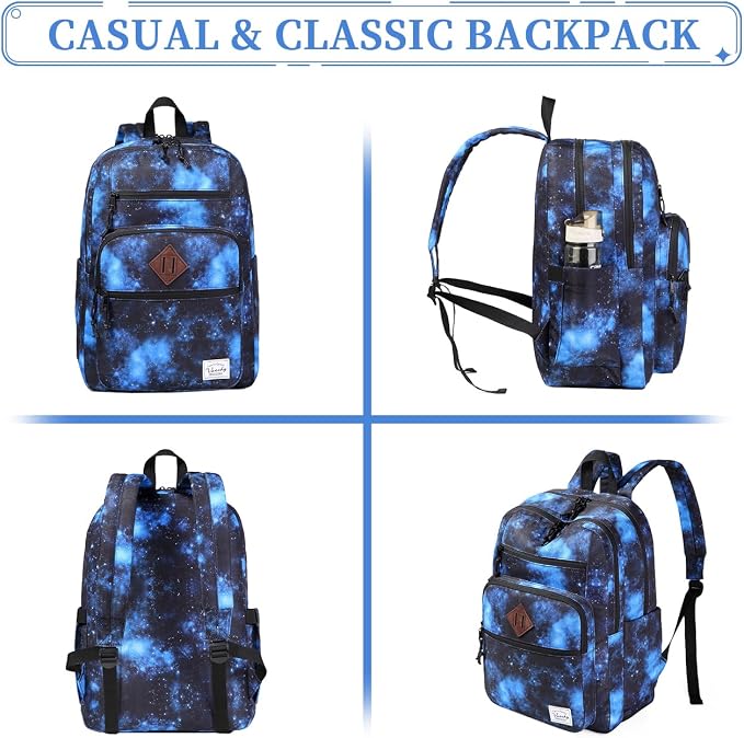 VASCHY Travel Backpack for Teen Boys, Bookbag Schoolbag Casual Daypack for High School/College/Women/Travel/Work Blue Galaxy - Image 6