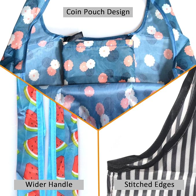 Reusable Grocery Bags, 6 Pack 50Lbs Foldable Fashion Washable Shopping Bags, Large Boho Tote Bags For Groceries, Bulk Market Cloth Storage Bags, Utility Aesthetic Personalized Gifts For Women - Image 5