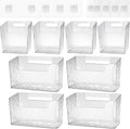8 Pcs Storage Organizer Bins - Wall Mounted Basket in 2 Sizes, Clear Cabinet Door Stackable Adhesive Hanging Bin for Bathroom, Kitchen, Pantry by DANHMAO