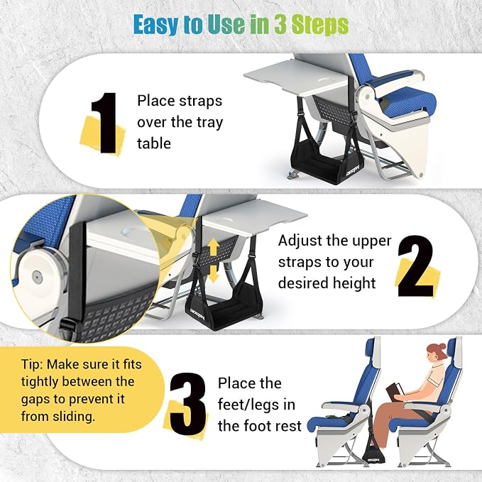 2-Pack Foot Hammock Plane Travel, No Collapse Thickened Bamboo Foot Rest | Portable Airplane Foot Sling Wing with Thickened Foam & Carry Bag, Long-Flight Travel Essential Designed to Relax Your Feet - Image 5