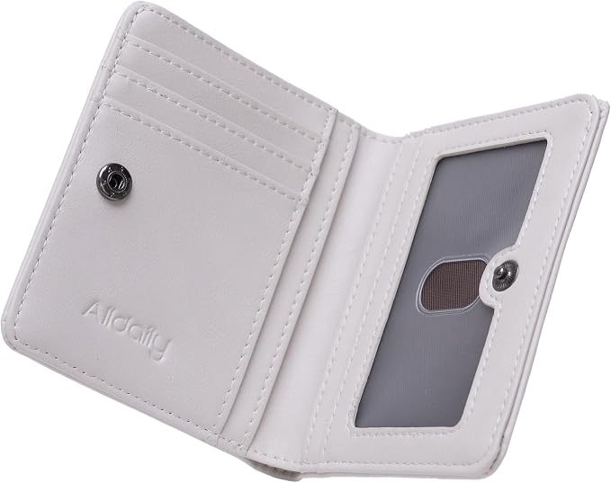 Alldaily Small RFID Wallet for Women Slim Compact Bifold Pocket Ladies Travel Mini Purse (White) by Alldaily