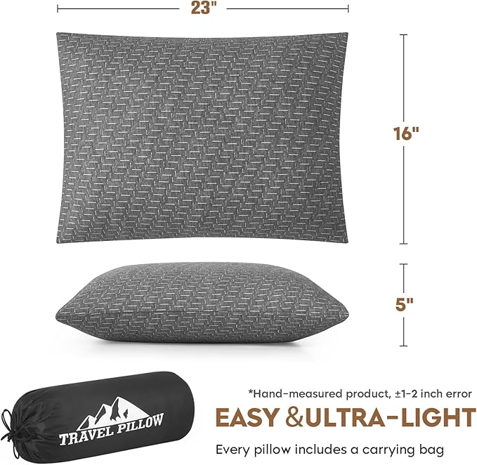 Travel Size Pillow, Compressible Memory Foam Pillow, Camping Pillow Breathable Cover for Travel Airplane Car Hiking Camping Outdoor - Image 3