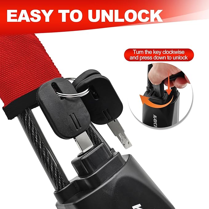 KAYCENTOP Car Steering Wheel Lock, Seat Belt Lock, Anti-Theft Device, Max 17 Inch Length, Small and Light-Weight, Multi-Functional, Fit Most Vehicle, SUV, Golf Cart Security (Red) - Image 5