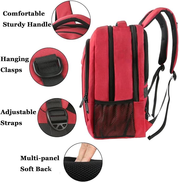 MATEIN Red 15.6 inch Laptop Backpack for Women, Water Resistant College bag | Personal Item Travel Backpack, Anti Theft Sturdy Underseat Bag, Airline Approved, Student Supplies Accessories School Bookbag - Image 4