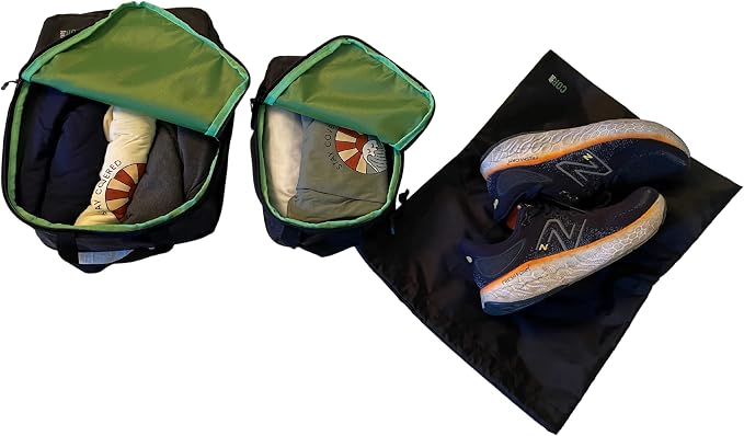 COR Surf Compression Packing Cubes, Laundry & Shoe Bag, 3 Piece Black | 1 Large & 1 Small Cube, 2-Zipper Compression + Laundry Bag, Tear & Water-Resistant Ripstop, Reinforced Zippers - Image 6