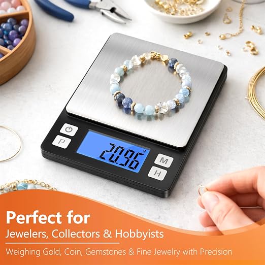 BOMATA 0.01g High Precision Jewelry Scale, 1000g Digital Gram Scale, Black | Small & Portable Design with Hold, Tare & Counting Function, Precise for Gold, Bullion, Coins, Gemstones & Crafts - Image 9