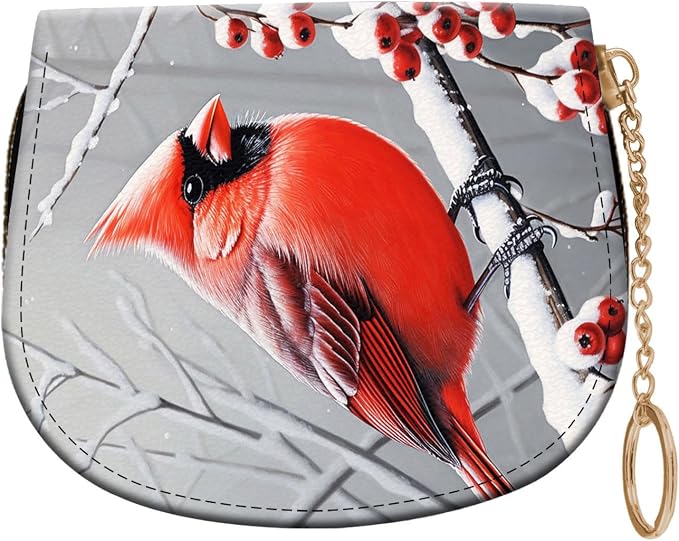 Women's Slim RFID Wallet – Compact Leather Card Holder Wallet for Women, 9 Card Slots RFID Blocking Credit Card Organizer, Small Travel Wallet - Cardinal in Snow by Unknown