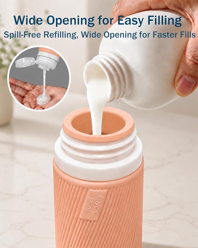 Redfly 13-Piece TSA-Approved Travel Size Bottles for Toiletries, Leak proof | Travel Size Containers, BPA-free silicone, clear toiletry bag, under 3.4oz, wide mouth,travel essentials for shampoo, lotion - Image 4